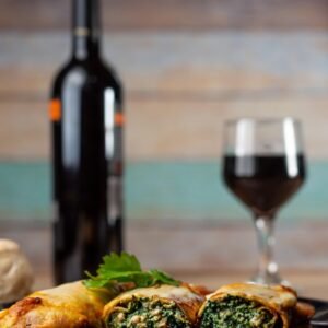 wine, spinach, wrap, dish, food