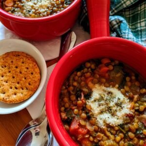 lentil soup, soup, lentils, red bowls, dinner, vegetable soup, lunch, green napkin, spoons, lentil soup, lentil soup, lentil soup, lentil soup, lentil soup